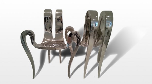 Chairs "Talons Aiguilles" (high heels), stainless steel