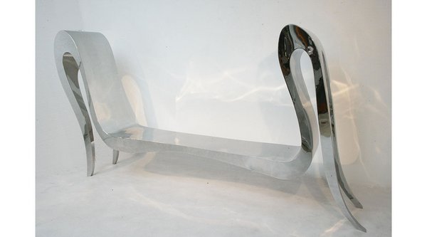 Banc "Vague" (Wave), stainless steel