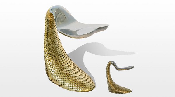 "Sirène" (Mermaid), stainless steel and brass