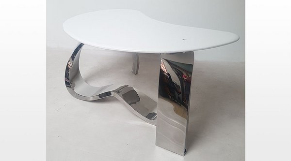 Table "Grande Vague" en inox et marbre